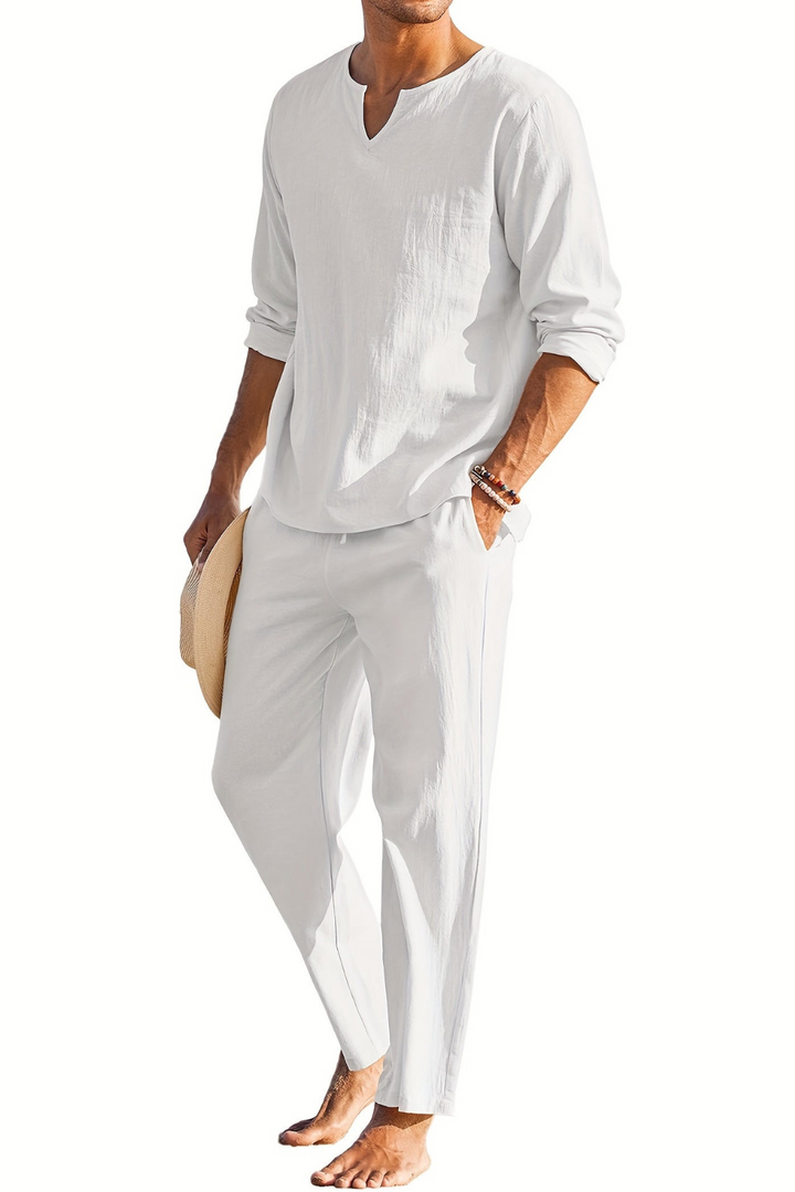 Elias | Men's V-Neck Shirt and Pants Set | Classic